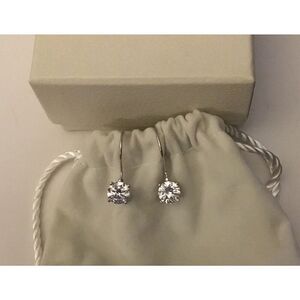New~Sparkling 2Ct Round Sim Diamond Leverback Earrings~.925 Sterling Silver